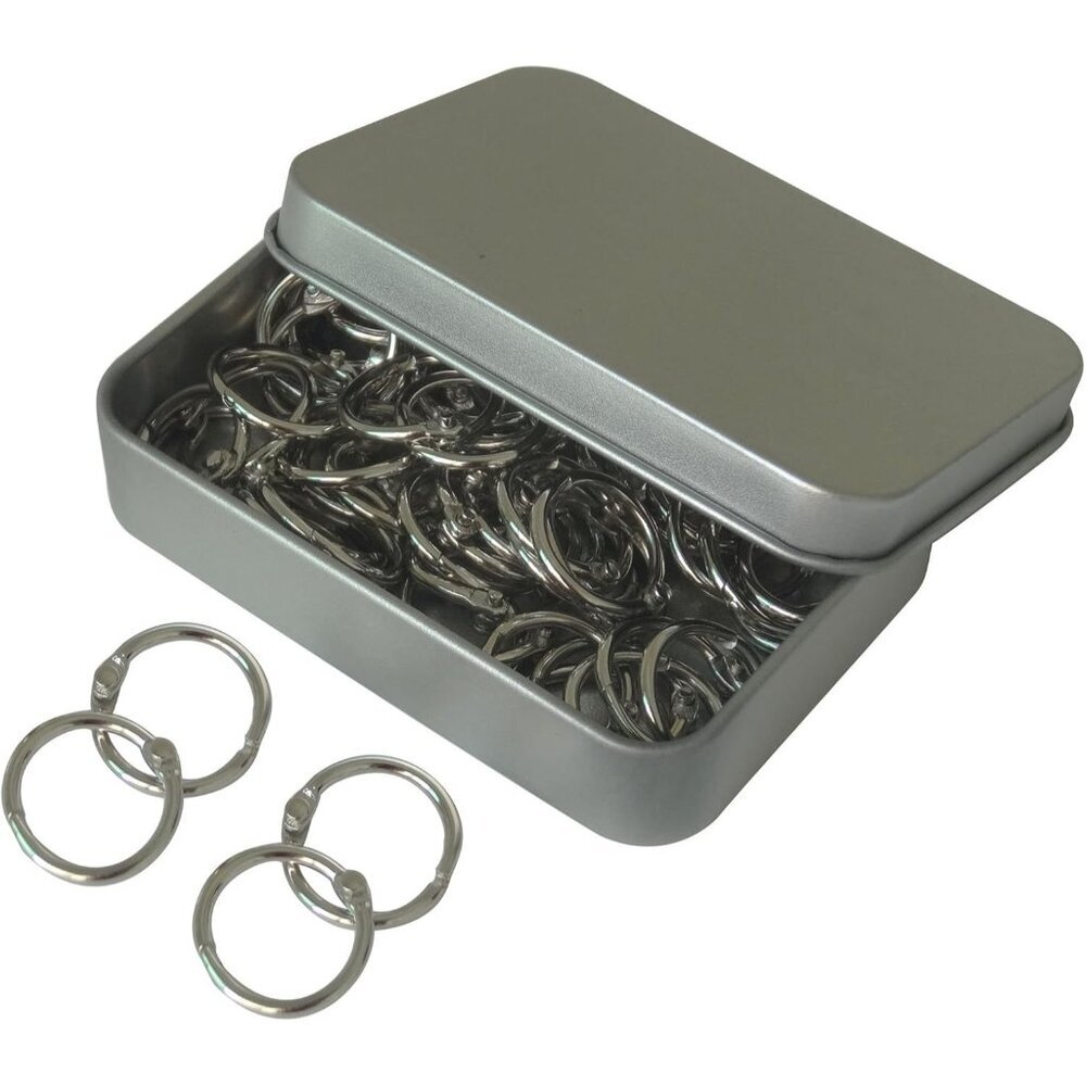 15mm/0.6 Inch Mini Metal Scrapbooking Book Loo Leaf Binder Ring Silver Tone Key